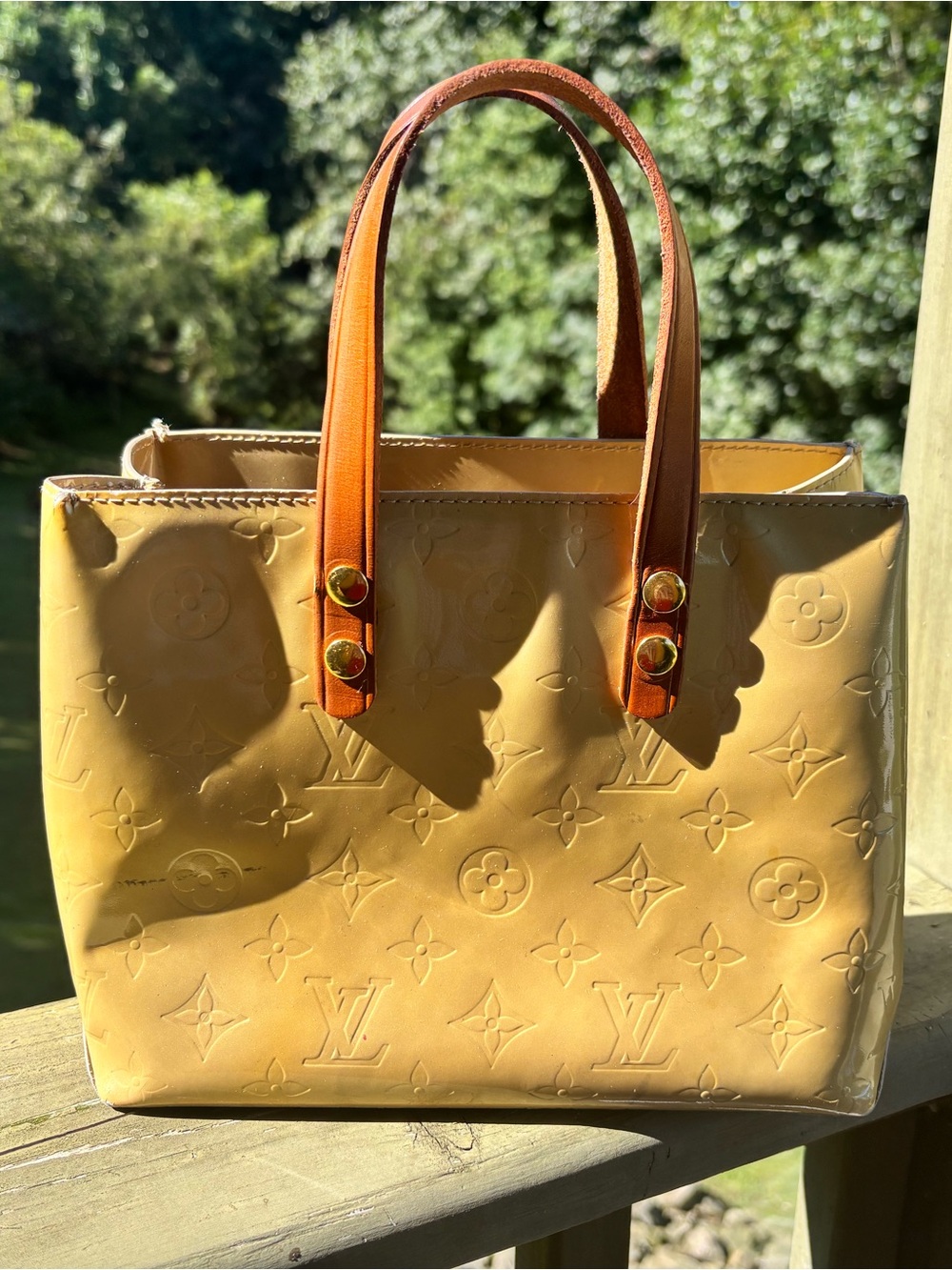 Louis Vuitton Yellow Patent Vernis Tote
